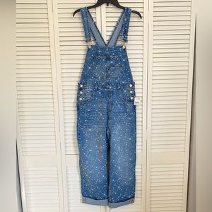 NWT Free People Ziggy Bleach Splatter Denim Overalls Small